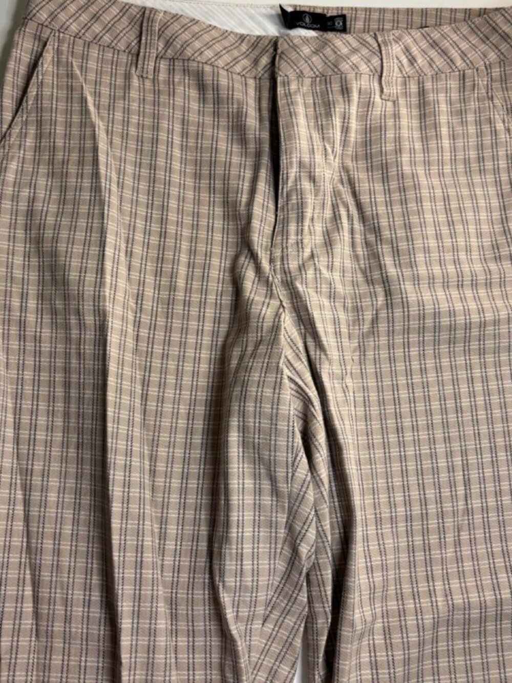 Volcom brown and beige baggy plaid pants